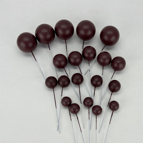 Perlenball-Picks für Kuchendekoration - Dekorative Kuchen- und Cupcake Bälle Dunkelbraun - KN272 - Mytortenland